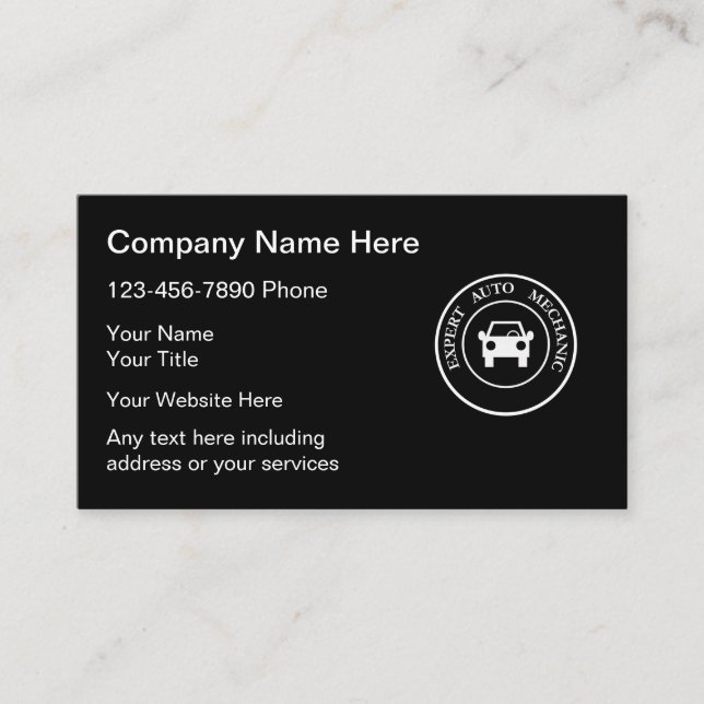 Automotive Car Mechanic Theme Business Card (Front)