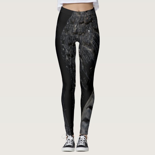 Automotive Car old tires Black Road trips  Leggings (Front)