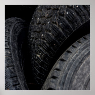 Automotive Car old tires Black Road trips Poster