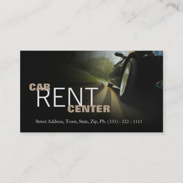 Automotive Car Rent Centre Fast Road Business Card (Front)