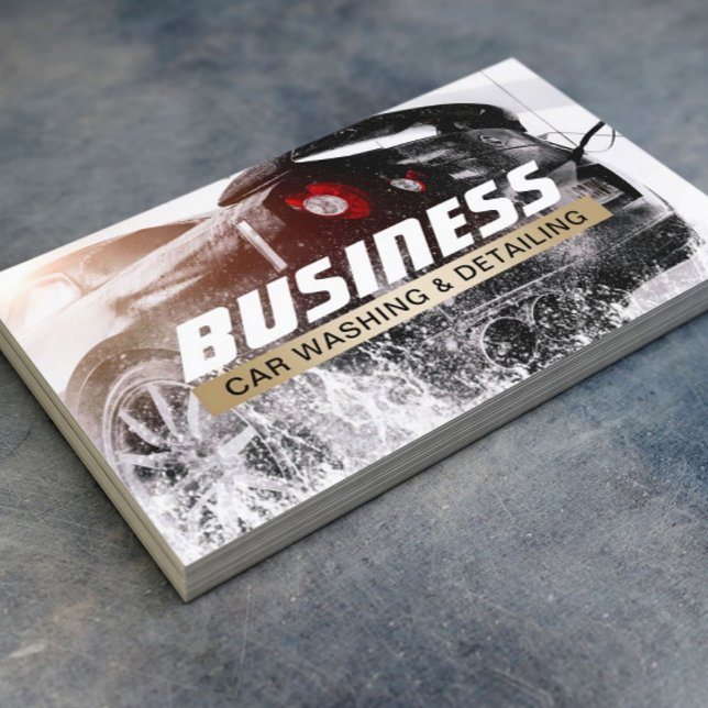 Automotive Car Wash Auto Detailing Gold Label Business Card (Creator Uploaded)
