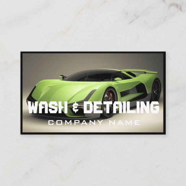 Automotive Car Wash & Auto Detailing Modern black Business Card (Front)