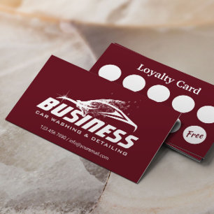 Automotive Car Washing Auto Detailing Red Loyalty Card