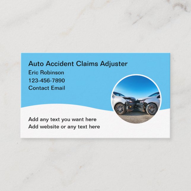 Automotive Claims Adjuster Agent Business Card (Front)