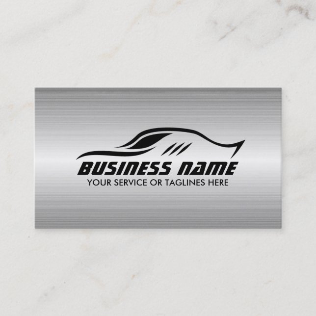 Automotive Cool Car Shape Faux Metal Professional Business Card (Front)