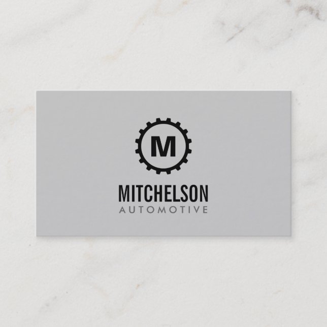 Automotive Gear Initial Auto Repair, Mechanic Business Card (Front)