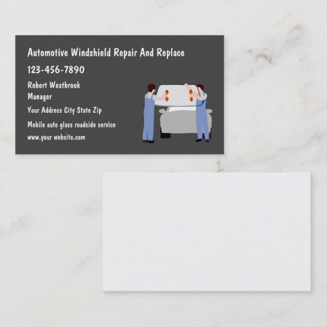 Automotive Glass Repair and Replace Business Card (Front/Back)