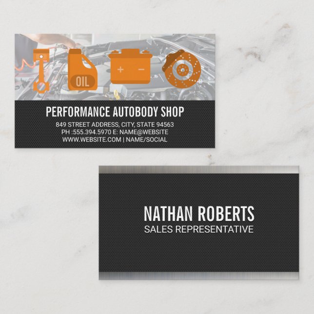 Automotive Icons | Mechanic Business Card (Front/Back)