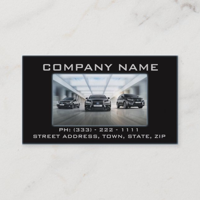Automotive / Mechanic Black Garage Fast Modern Business Card (Front)