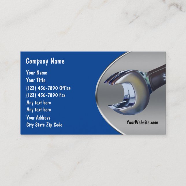 Automotive Mechanic Car Care Business Card (Front)