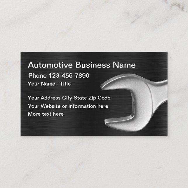 Automotive Mechanic Wrench Design Business Card (Front)