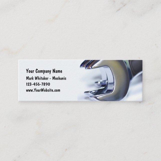 Automotive Mechanic Wrenches Mini Business Cards (Front)