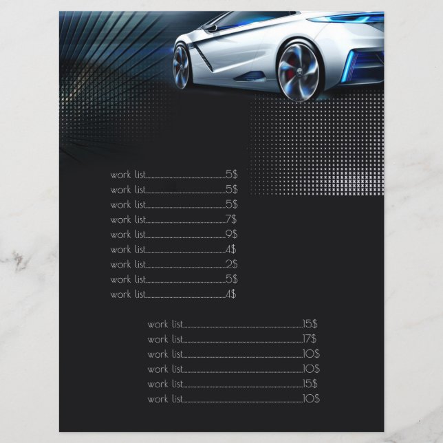 Automotive Mechanical  Fast Car Service Price List Flyer (Front)