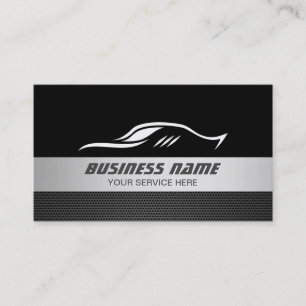 Automotive Modern Silver Striped Auto Repair Business Card