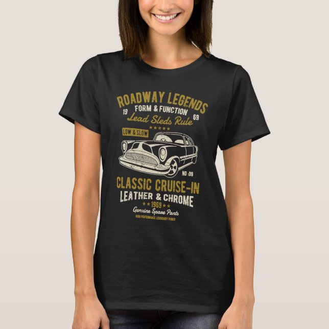 Automotive Nostalgia Classic Car Cruise in Distres T-Shirt (Front)