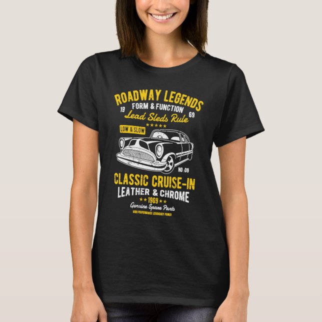Automotive Nostalgia Classic Car Cruise in Distres T-Shirt (Front)