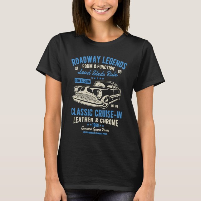 Automotive Nostalgia Classic Car Cruise in Distres T-Shirt (Front)