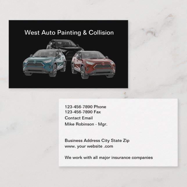 Automotive Painting & Collision Services Business Card (Front/Back)