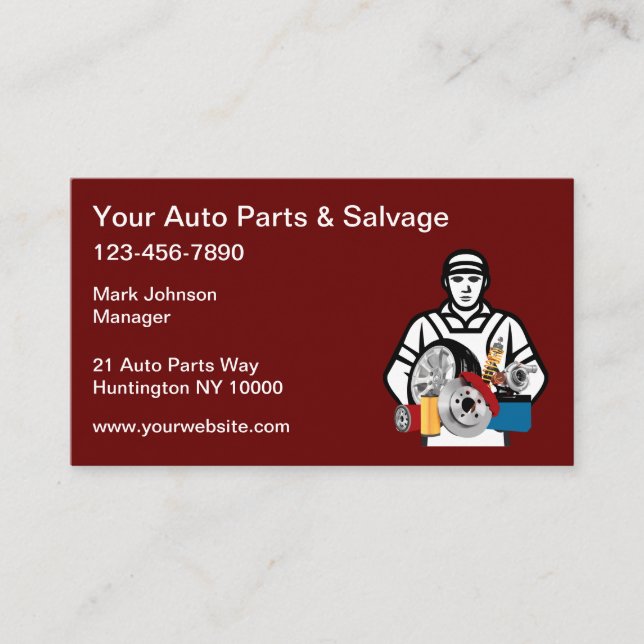 Automotive Parts And Salvage Yard Business Card (Front)
