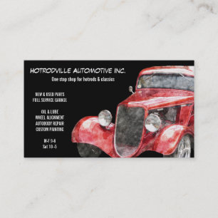 Automotive Parts & Service Red Classic Hotrod Car Business Card