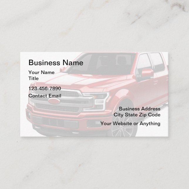Automotive Pickup Truck Theme Business Cards (Front)