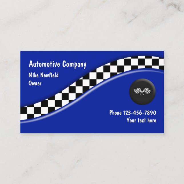 Automotive Racing Flag Design Business Card (Front)