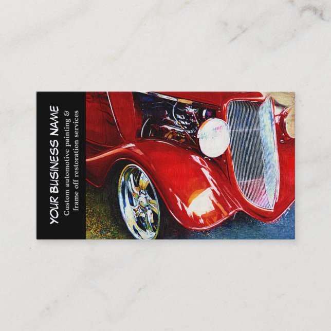 Automotive Red Classic Car Auto Painting Biz Business Card (Front)