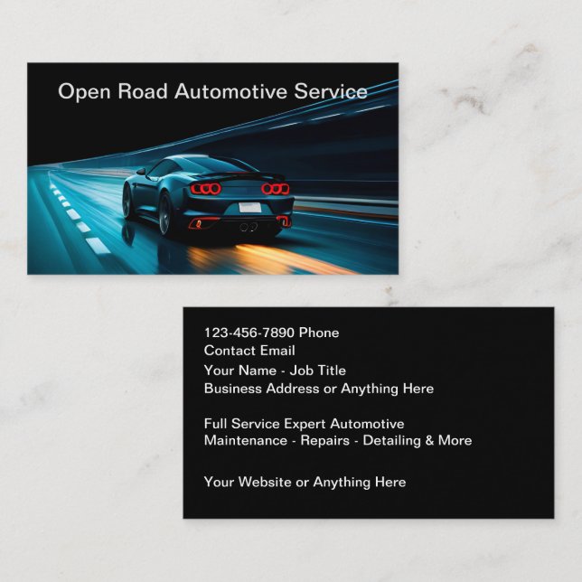 Automotive Repair And Recovery Services Business Card (Front/Back)
