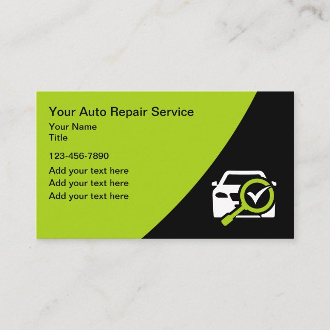 Automotive Repair Service Mechanic Business Cards (Front)