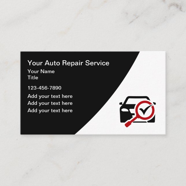 Automotive Repair Service Mechanic Business Cards (Front)