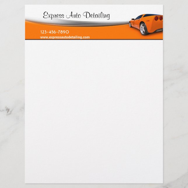 Automotive Repair Shop Customized Letterhead (Front)