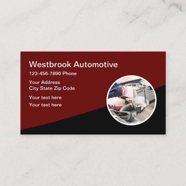 Automotive Repair Shop Mechanic Business Card (Front)