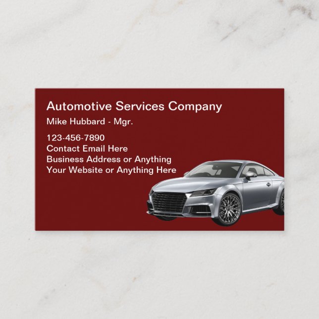 Automotive Services Business Card Modern (Front)