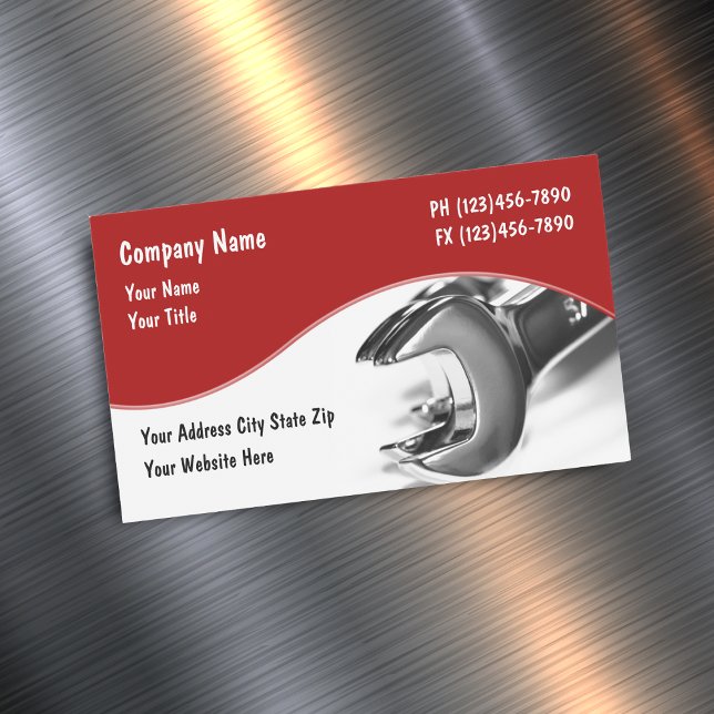 Automotive Services Mechanic Wrench Magnetic Business Card (Creator Uploaded)