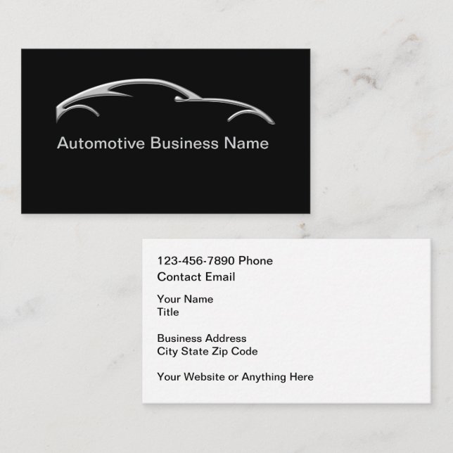 Automotive Services Silver Tone Look  Business Card (Front/Back)