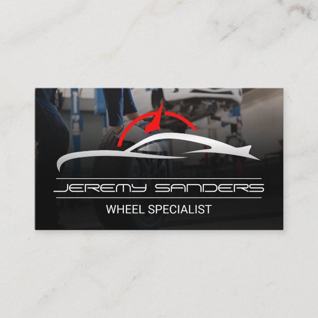 Automotive Sports Car Logo | Mechanic Business Card (Front)