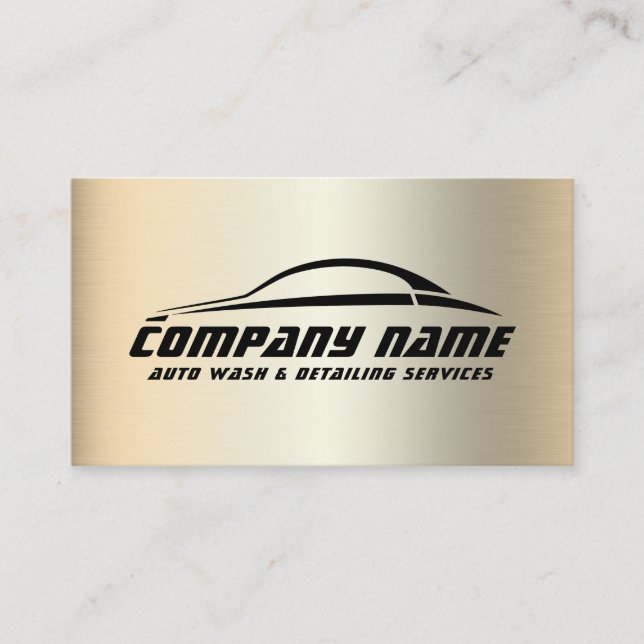 Automotive style car logo faux metallic business c business card (Front)