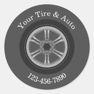 Automotive Tire And Repair Shop Classic Round Sticker