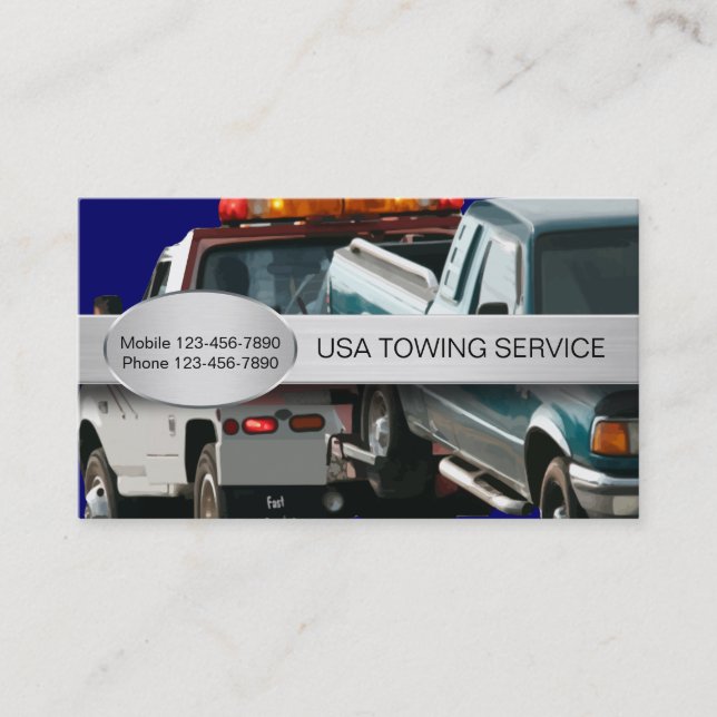 Automotive Towing Service Business Cards (Front)