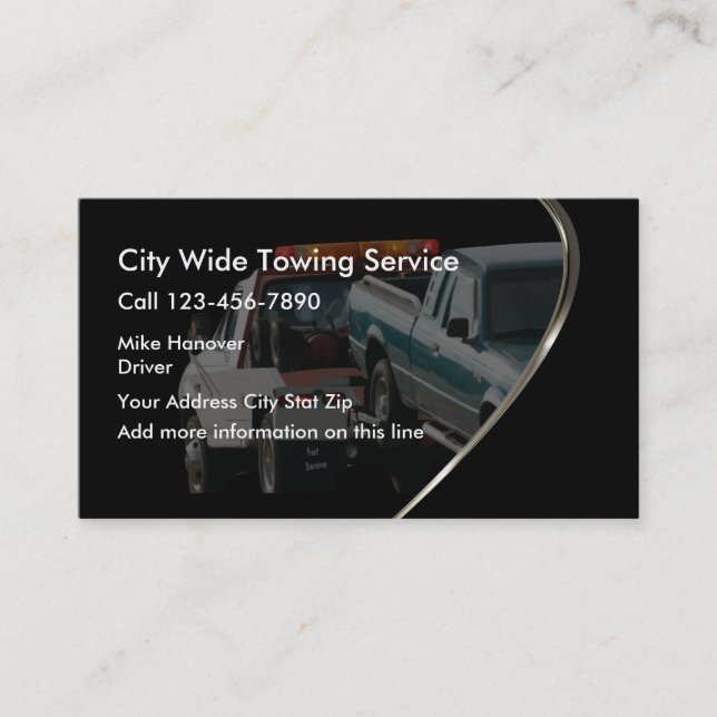 Automotive Wrecker Towing Business Card (Front)