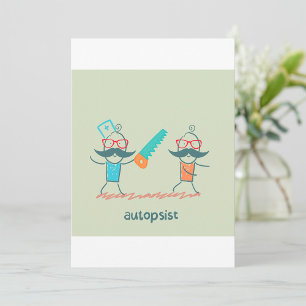 Autopsist Medical Humour with Moustache Characters Invitation