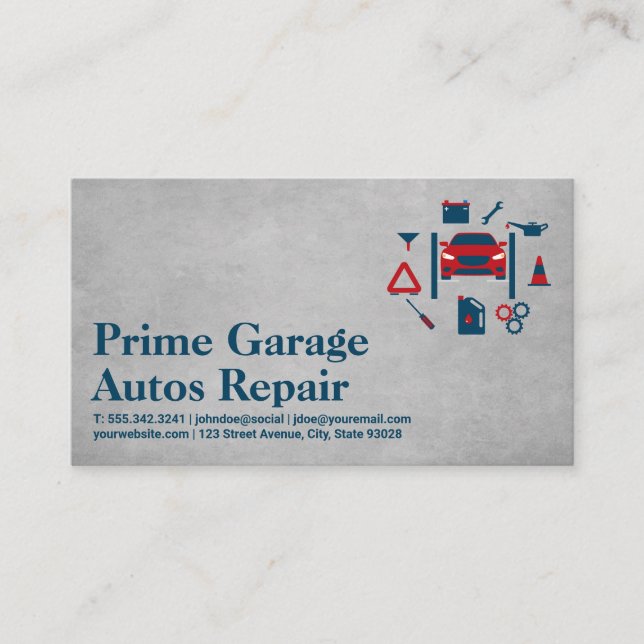 Autos Repair Services Icons  Business Card (Front)