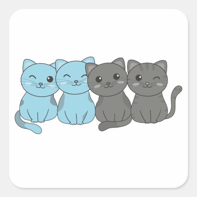 Autosexual Flag Pride Lgbtq Cute Cats Pile Square  Square Sticker (Front)