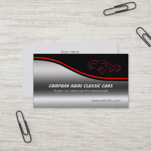 Autotrade - Red Classic Car on steel-effect Business Card
