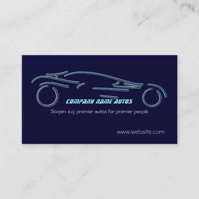 Autotrade Sportscar on blue template Business Card (Front)