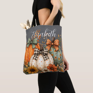 Autum Elegant Abigail Script Personalised Name Tote Bag