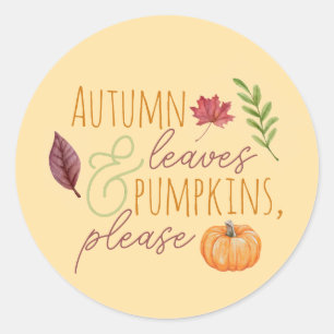 Autum Leave & Pumpkins, Please Fall Sticker