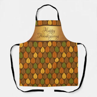 Autum Leaves Shiney Gold Thanksgiving   Apron