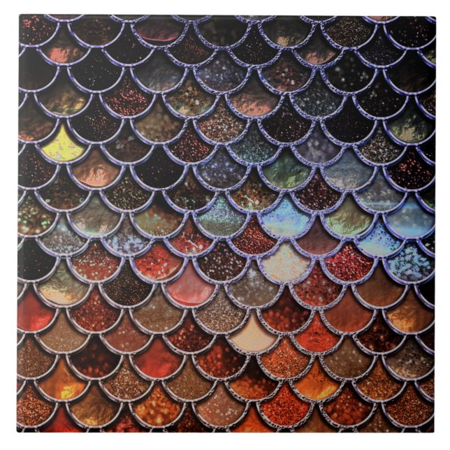 Autum Mermaid Watercolor Scales- Mermaidscales Tile (Front)