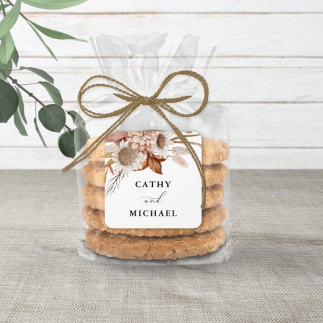 Autum Rustic Floral, Wedding Hanging Square Sticker (Creator Uploaded)